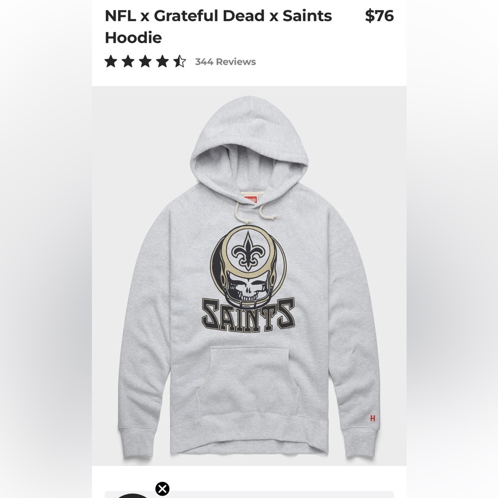 NWT HOMAGE Grateful Dead x New Orleans Saints Hoodie Medium